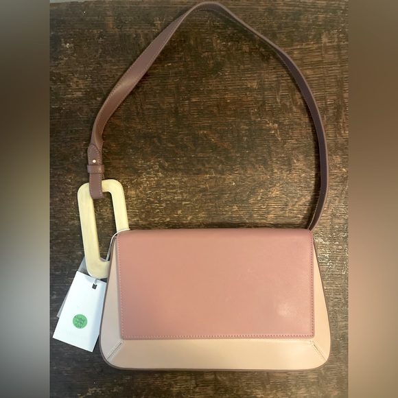 Myoule handcrafted leather bag. Model/ Studio. Colors Brown/Maroon/Dusty Pink - Picture 1 of 3